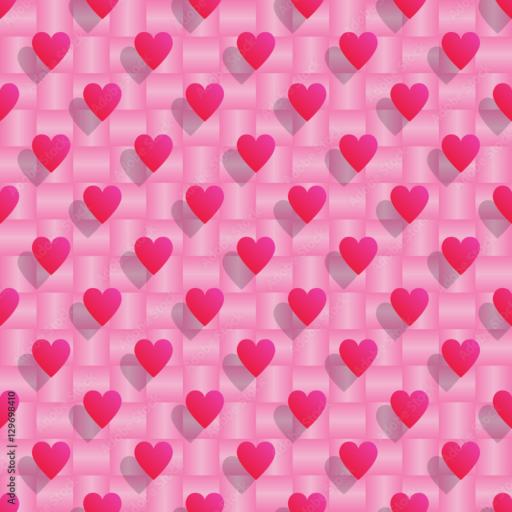 Pink hearts seamless valentine background.