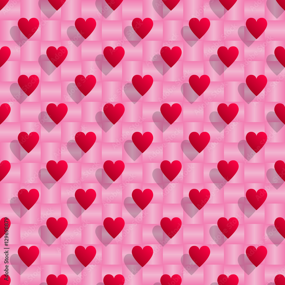 Red hearts seamless valentine background.