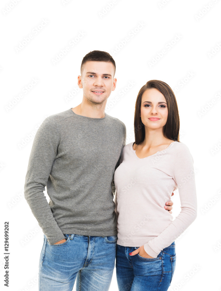 Young and lovely couple isolated on white Young and lovely couple isolated on white