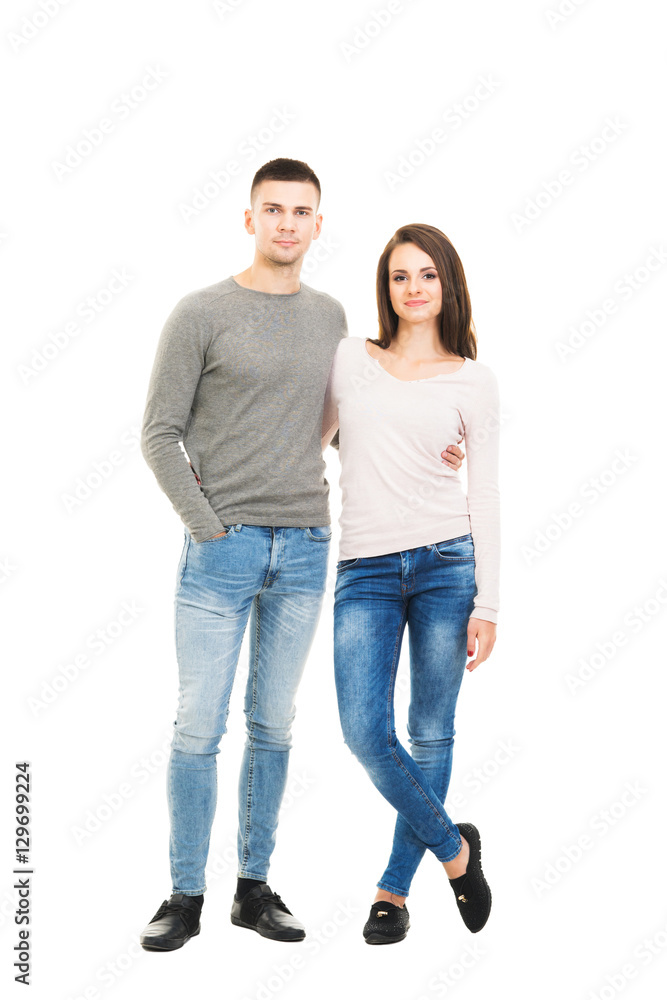 Young and lovely couple isolated on white Young and lovely couple isolated on white