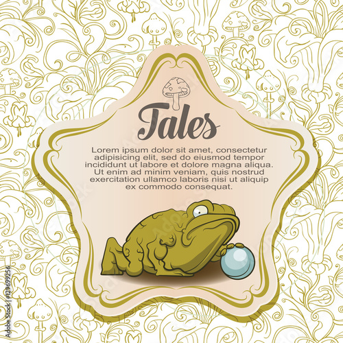 Fotografie Fairy background. Big frog with pearl.