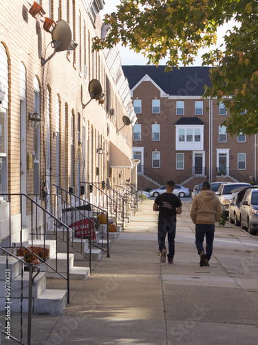 Wallpaper Mural Two latino men walking on sidewalk Torontodigital.ca