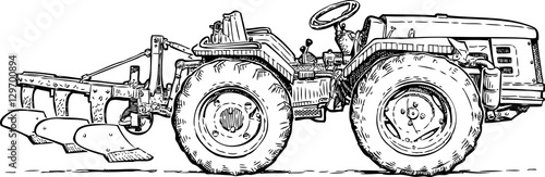 sketch of agricultural tractor