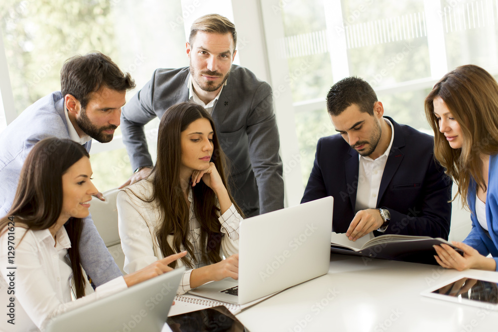 Young business people keeping team building in a modern office