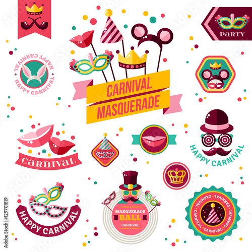 Set Of Vintage Carnival Badges and Other Elements