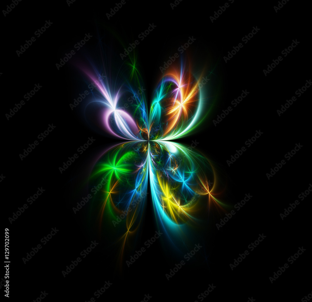 Delightful fractal fireworks butterfly on black background Delightful fractal fireworks butterfly on black background