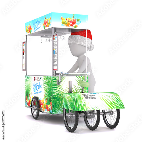 3d man selling ice creams at a tropical resort