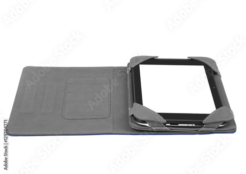 Tablet case cover grey open flat with tablet inside