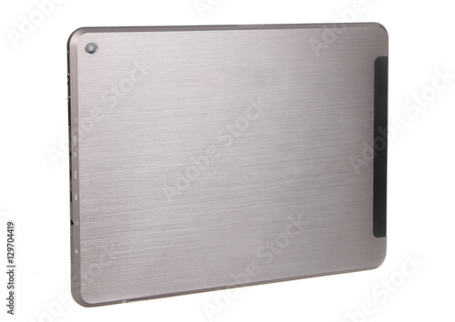 Tablet metal silver back angle left side
