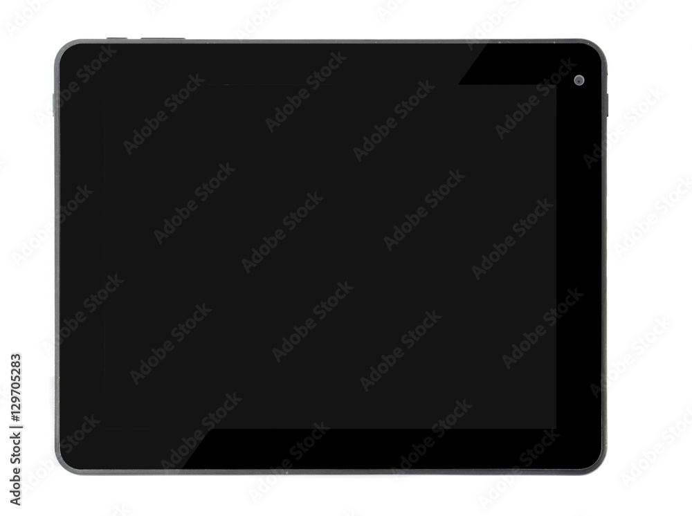 Tablet black concept front with black screen straight Tablet black concept front with black screen straight