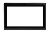 Tablet black front straight white screen