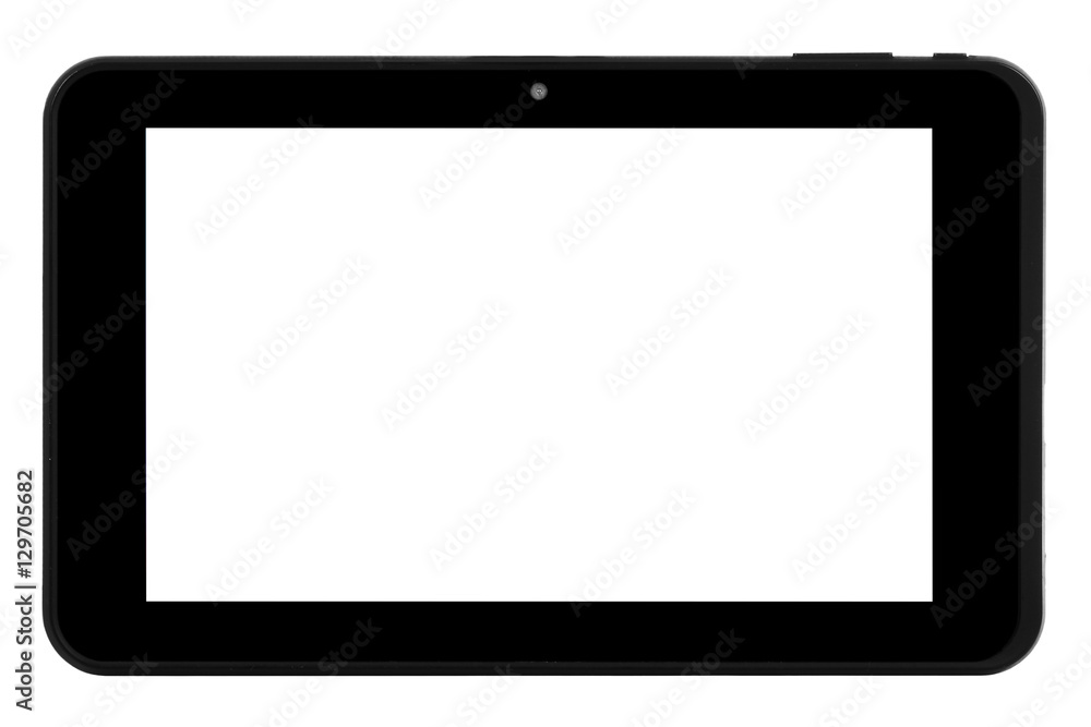 Tablet device black with silver metal front