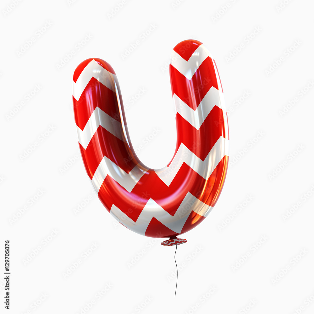 Obraz premium Letter U. Colorful Balloon font isolated on White Background. 3D rendering