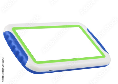 Tablet for kids front left side blue white and green