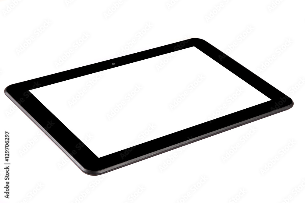 Tablet black front straight level flat angle Tablet black front straight level flat angle