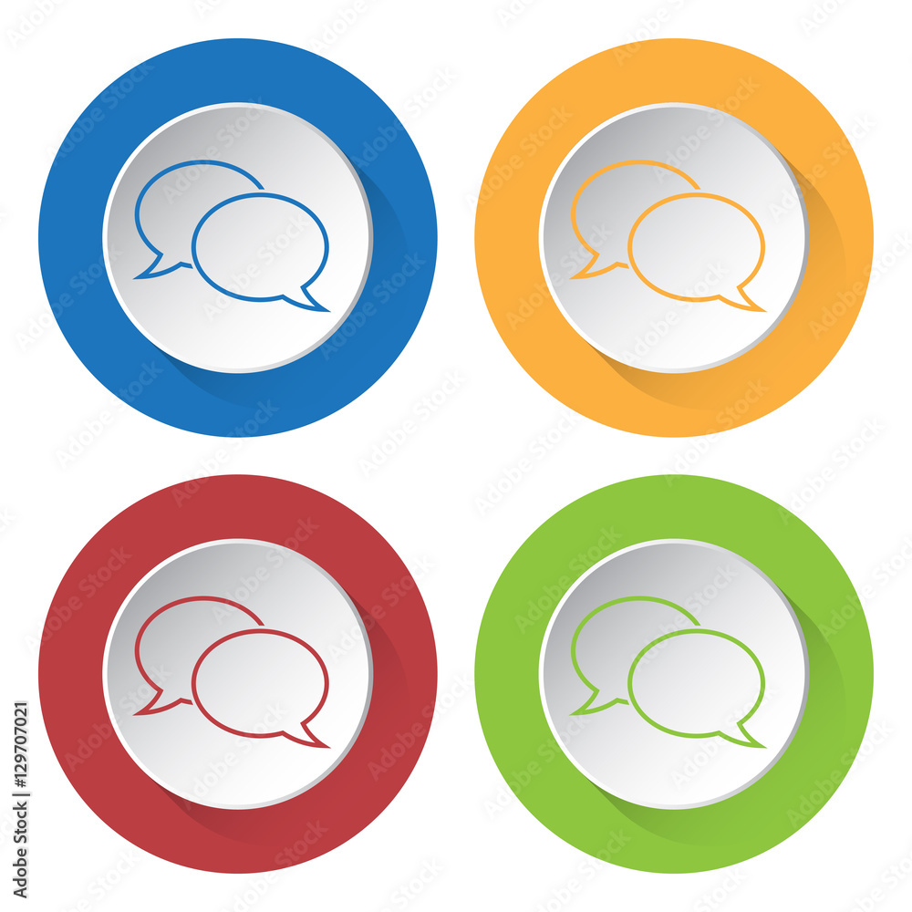 four round color icons, outline speech bubbles four round color icons, outline speech bubbles