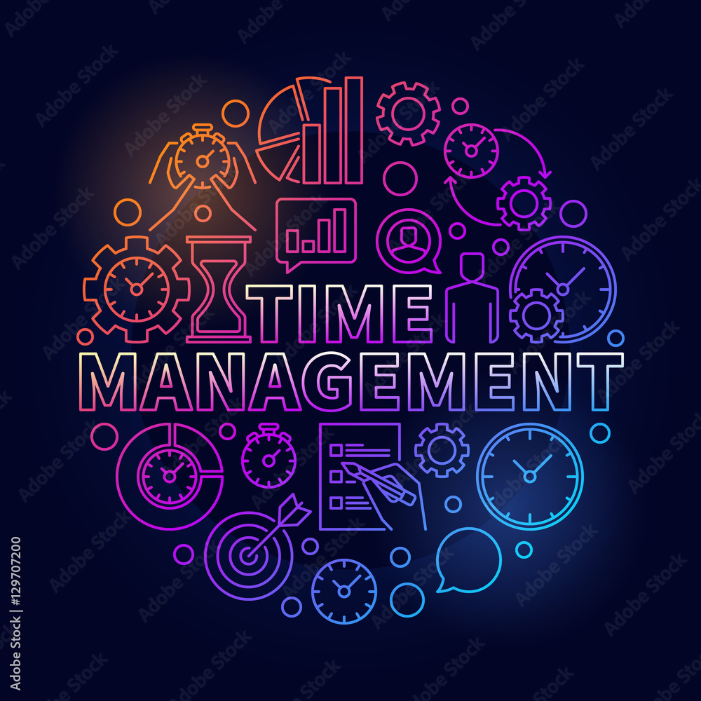 Time management colorful round illustration