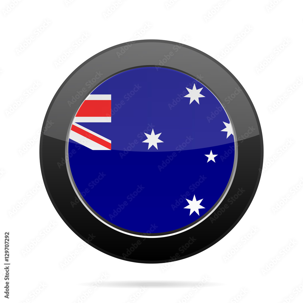 Flag of Australia. Shiny black round button. Flag of Australia. Shiny black round button.