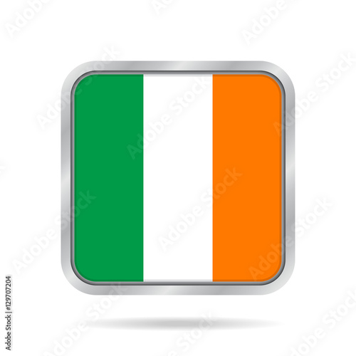 Free Download flag of Ireland, shiny metallic gray square button - GFXLoad