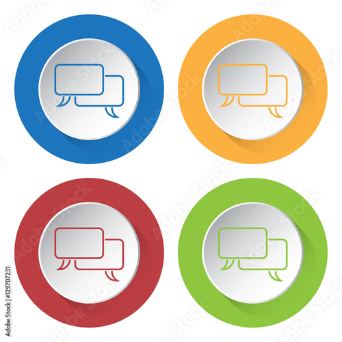 four round color icons - outline speech bubbles