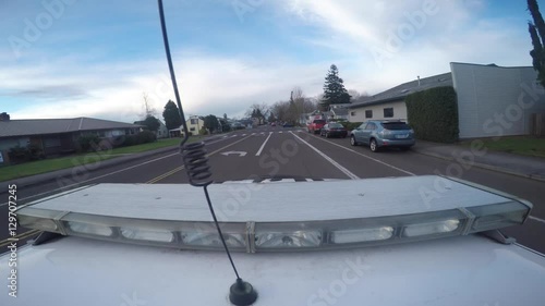 Point of View Police Car Top Patrolling Neighborhood 4k 24fps