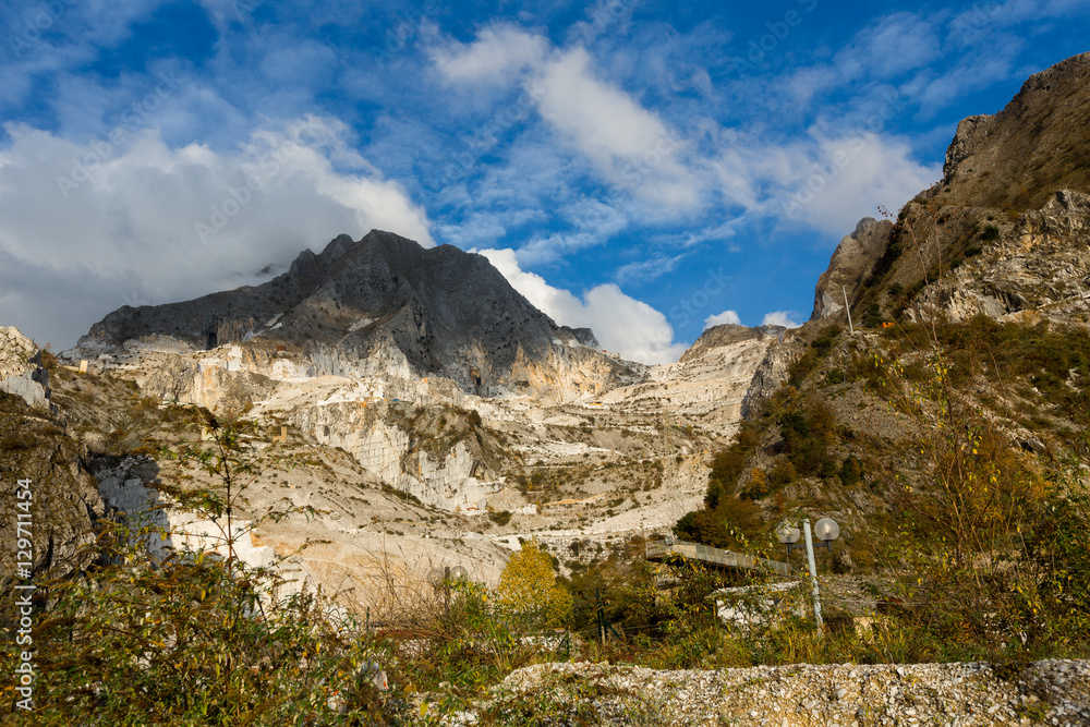 White marble quarries of Carrara in the Apuan Alps. Italy