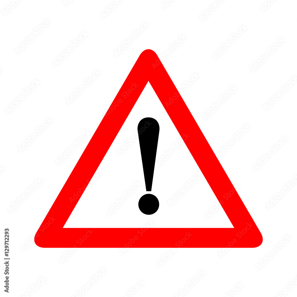 Red triangle caution warning alert sign vector illustration, isolated on white background. Be careful, do not, stop symbol and web icon. Red triangle caution warning alert sign vector illustration, isolated on white background. Be careful, do not, stop symbol and web icon.