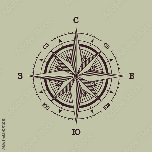 Wind Rose Russian Compass Flat Vector photo