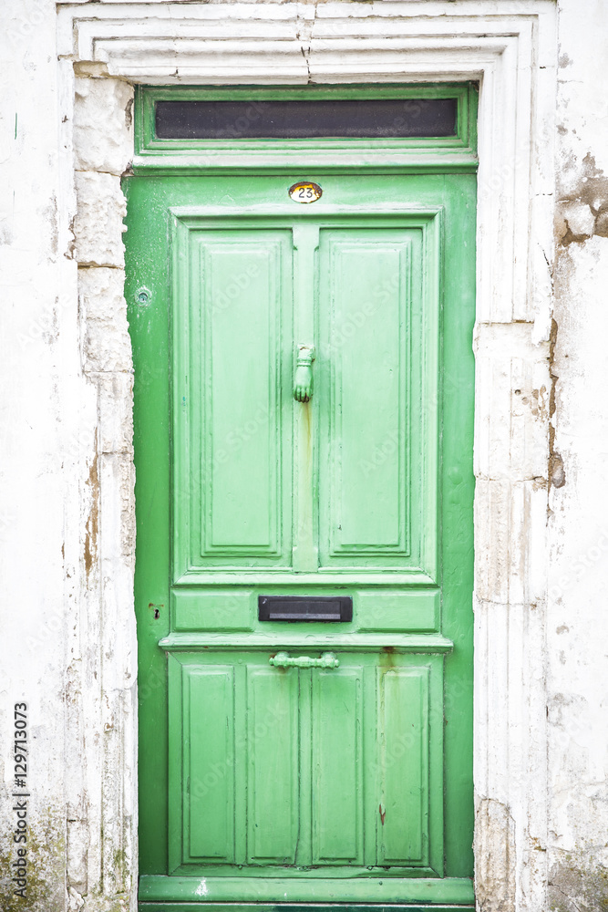 Green wooden door