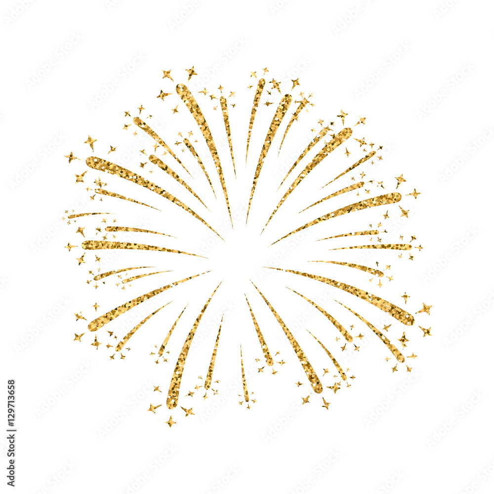 Firework Gold Isolated Beautiful Golden Firework On White Background