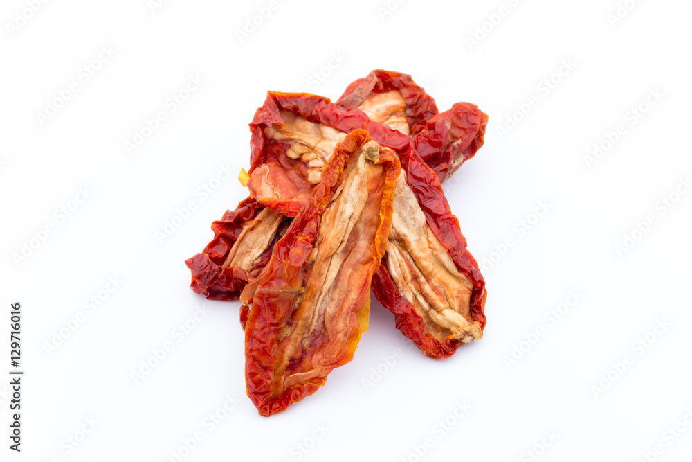 Dried tomatoes isolated on white background. Dried tomatoes isolated on white background.