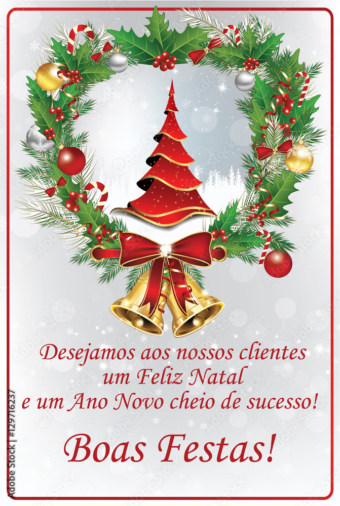 Cartão de Boas Festas: Feliz Natal e Próspero Ano Novo, para Clientes e  Parceiros de negócios Stock Illustration | Adobe Stock