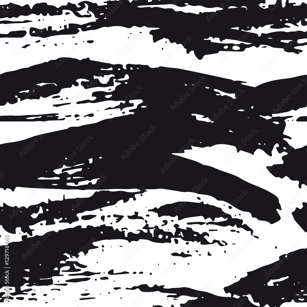 Naklejka premium Vector seamless pattern. Abstract background with brush strokes. Monochrome hand drawn texture with grunge striped. Hipster graphic design.