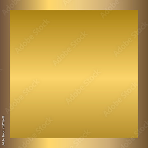 Gold texture horizontal square pattern in frame. Light realistic, shiny, metallic golden gradient template. Abstract fashion metal decoration. Design for award, sale, background Vector Illustration