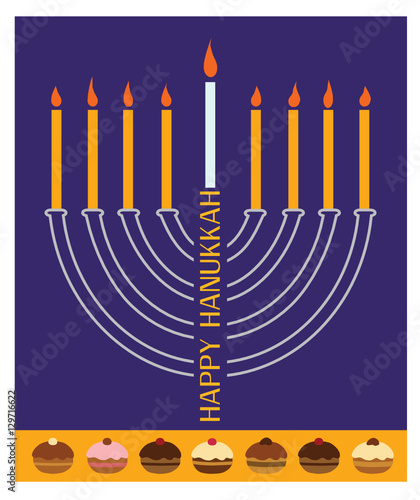 hanukkah menorah with donuts