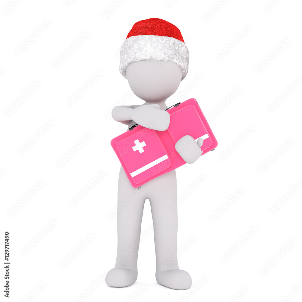 3d figure holding a first aid kit 3d figure holding a first aid kit