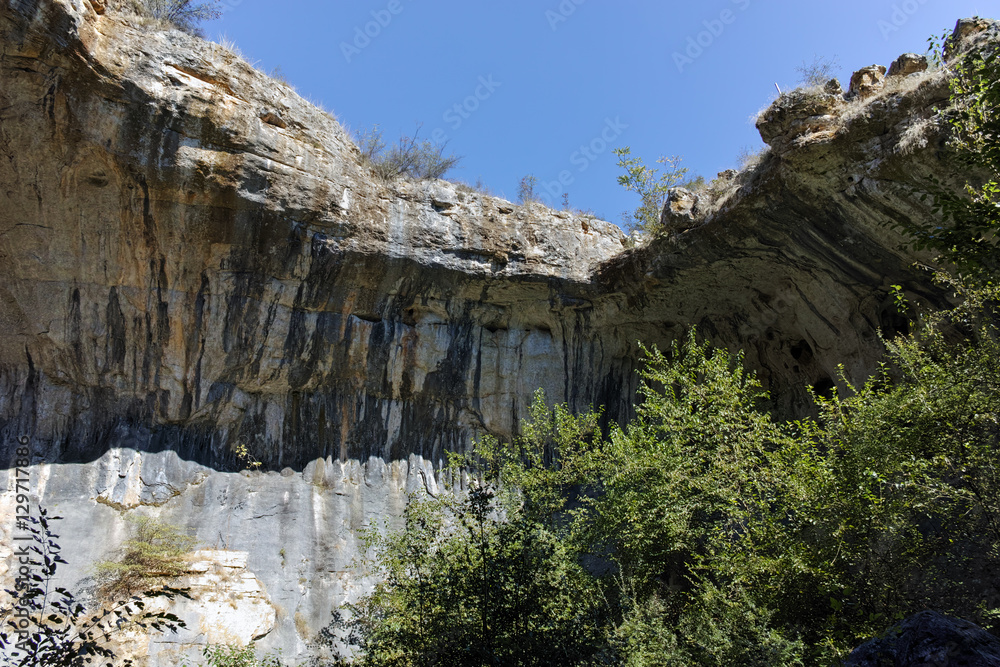 Outside view of Prohodna cave - Eyes of god, Pleven Region, Bulgaria