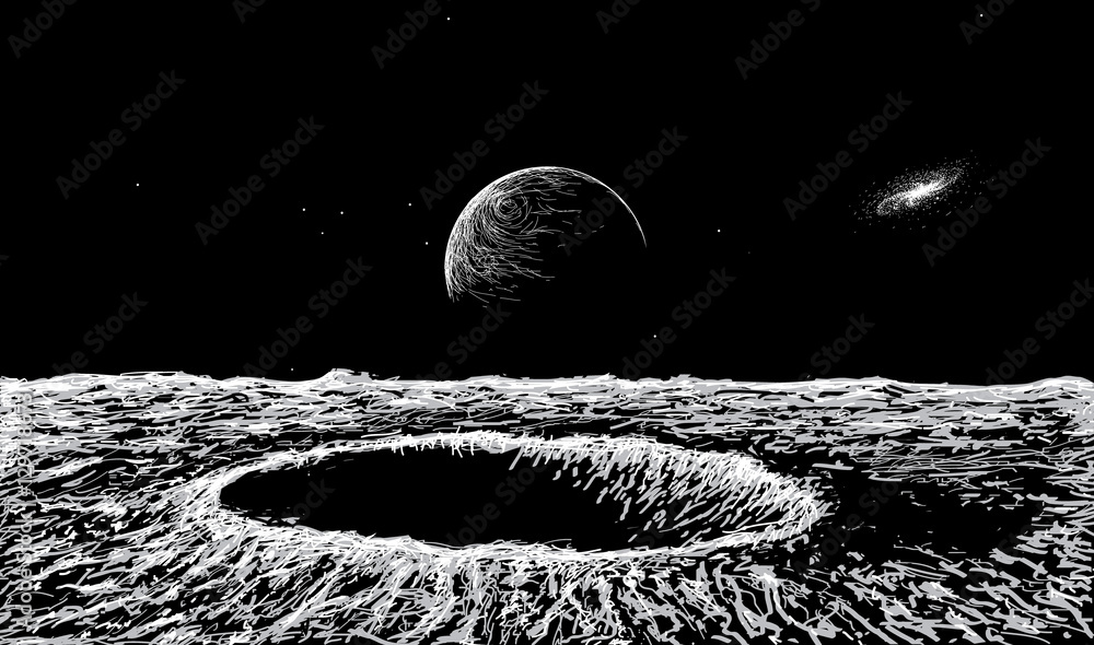 Naklejka premium view on surface of the Moon