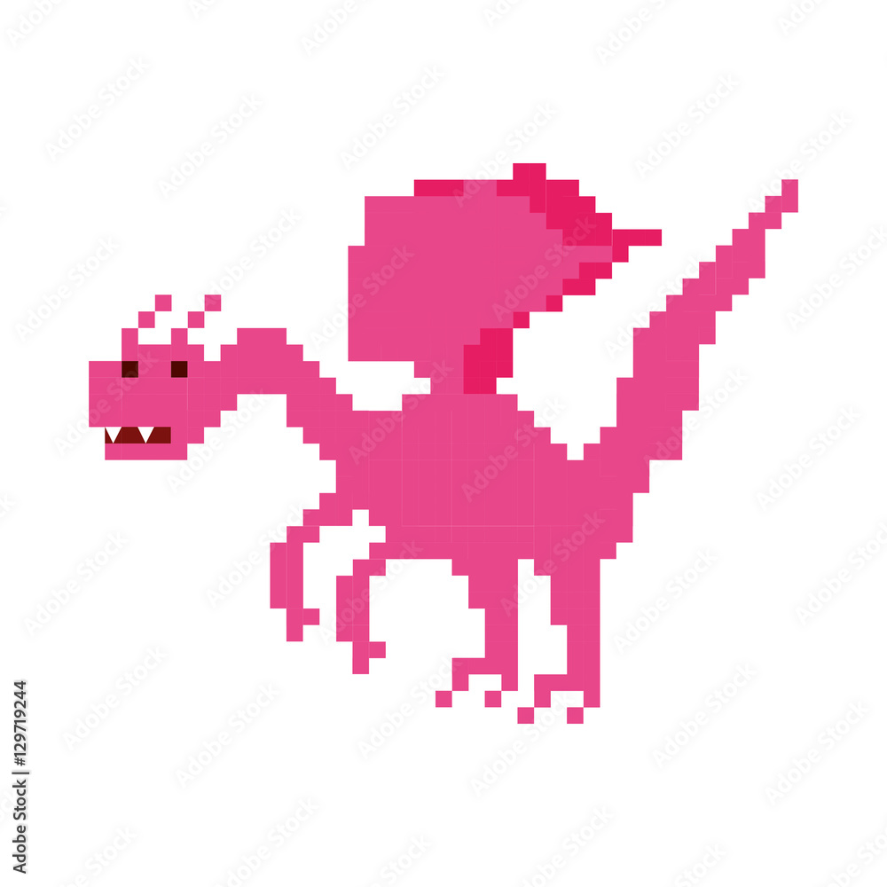 dragon beast pixelated icon vector illustration design