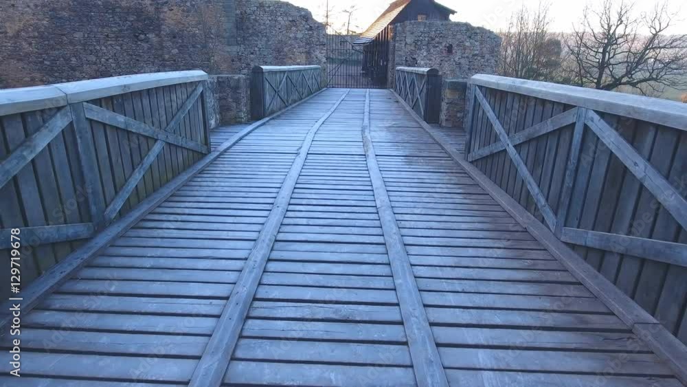 Wooden bridge to the medieval castle Tocnik in Czech Republic Wooden bridge to the medieval castle Tocnik in Czech Republic