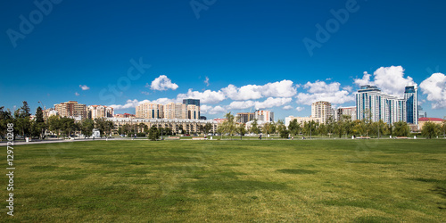 Beautiful landscape of Baku city from New city park. Azerbeijan. photo