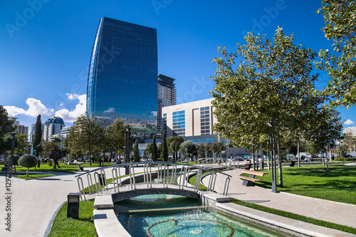 New city park in Baku , capital of Azerbaijan. photo