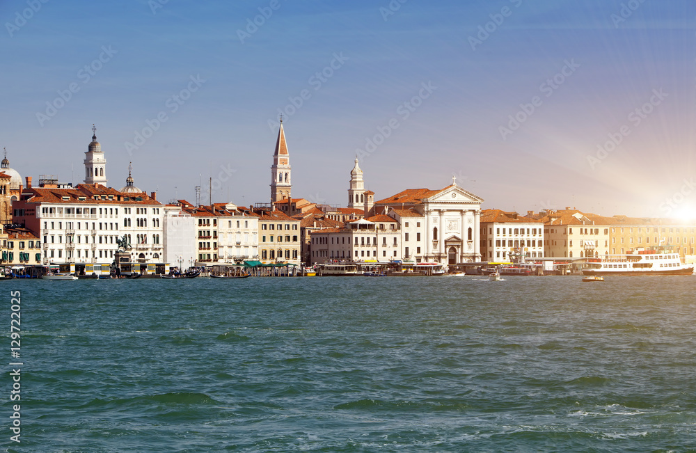 Venice. Italy. Bright ancient houses. Canal Grande