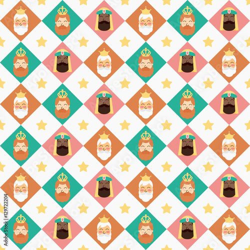 Three Kings Christmas Seamless Pattern Vector Design