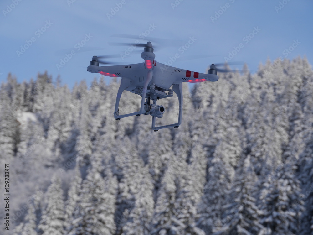 drone flying in winter