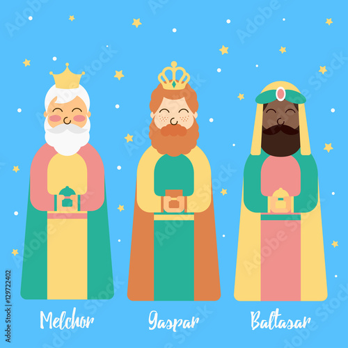 Three Kings Christmas Vector Design Greeting Card