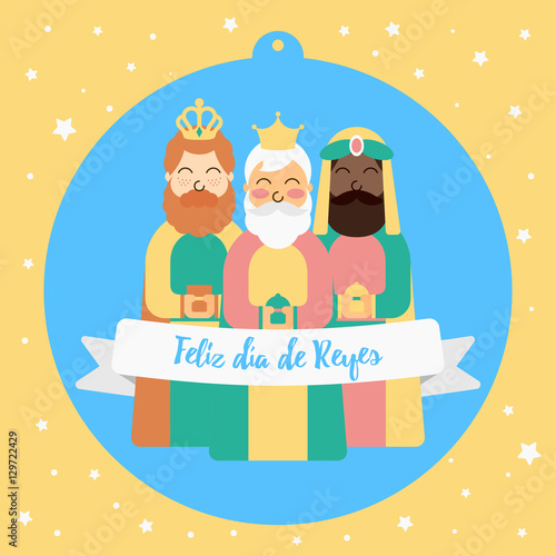 Three Kings Christmas Vector Design Greeting Card