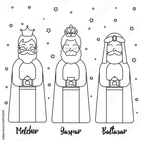 Three Kings Christmas Vector Design Greeting Card