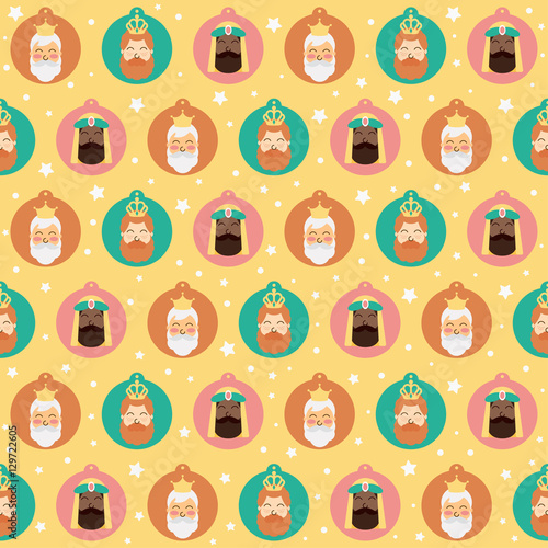 Three Kings Christmas Seamless Pattern Vector Design