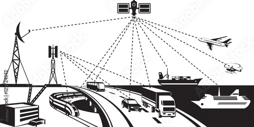 Navigation and vehicle tracking - vector illustration